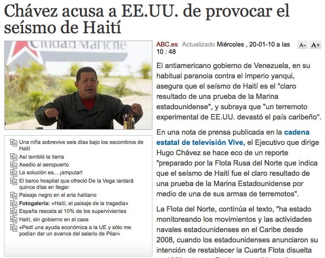 Hugo Chavez Did Not Accuse the U.S. of Causing the Haitian Earthquake ...