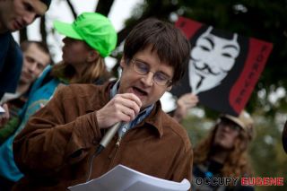 At the rally for Occupy Eugene, 15 October 2011