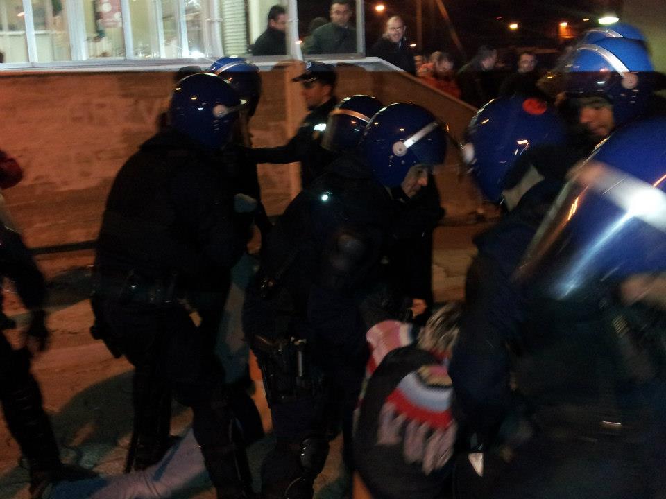 Police Breaking Up a Bus Picket Line in Lisbon