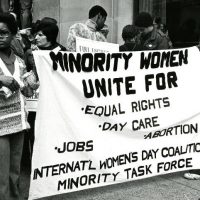 Women taking part in the International Women's Day march