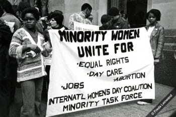Women taking part in the International Women's Day march