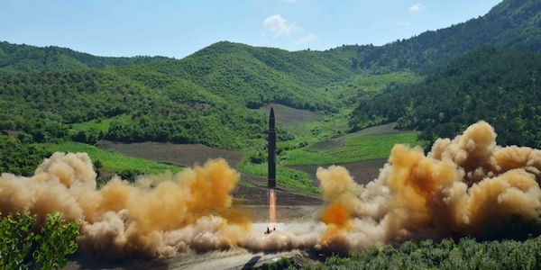 | This picture taken by North Koreas official Korean Central News Agency KCNA shows the test fire of the intercontinental ballistic missile Hwasong 14 at an undisclosed location on July 4 2017 | MR Online