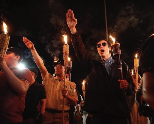 In Charlottesville a "Unite the Right" rally was planned and a march was held ahead of it where alt-righters gathered to march with lit tiki torches.