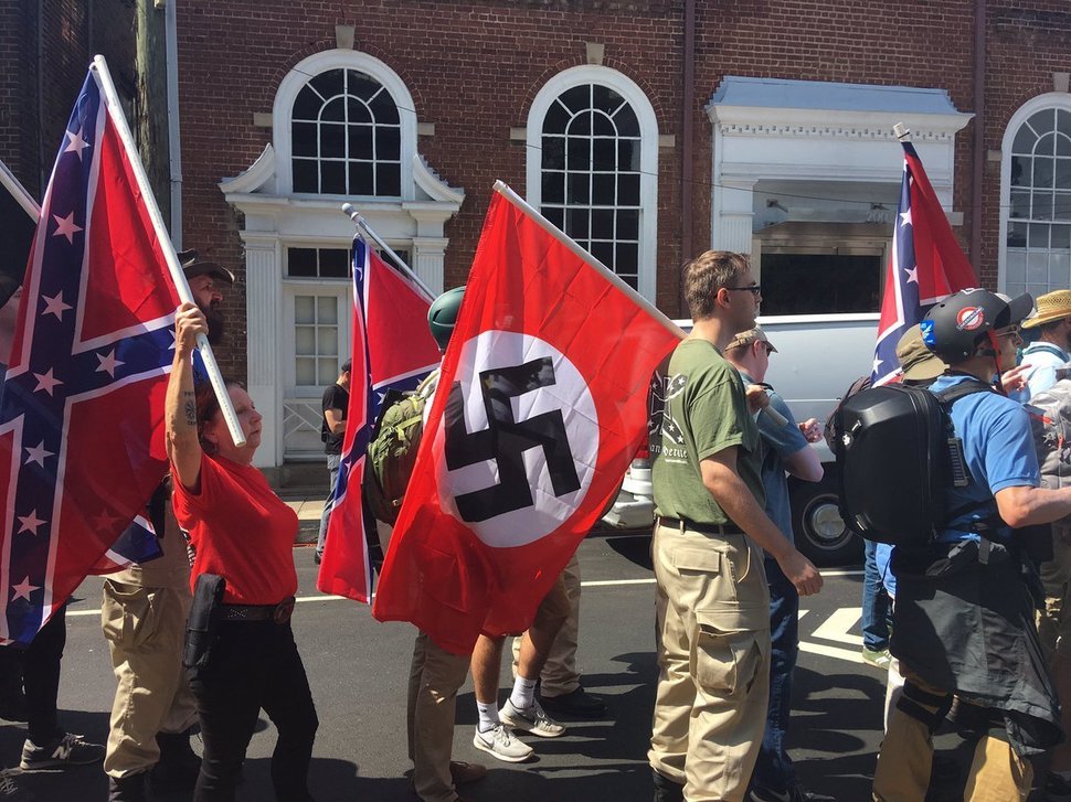 | Right wing protestors flying the Nazi flag along with the the Confederate flag | MR Online