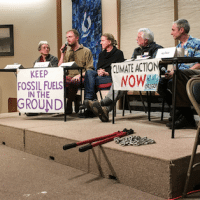 A group of five community members who briefly stopped the flow of oil of Canadian tar sands oil into the U.S. during a protest in October 2016, spoke at a Unitarian Universalist church in Corvallis, Oregon in February. They were arrested during their demonstration and their trial began this week. (Photo: Mina Carson/Flickr/cc)