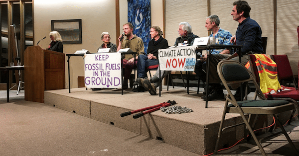 | A group of five community members who briefly stopped the flow of oil of Canadian tar sands oil into the US during a protest in October 2016 spoke at a Unitarian Universalist church in Corvallis Oregon in February They were arrested during their demonstration and their trial began this week Photo Mina CarsonFlickrcc | MR Online