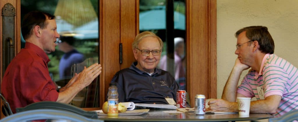 | The Washington Posts Don Graham Billionaire Warren Buffett and Googles Eric Schmidt chat at the annual Allen and Cos conference July 7 2005 APDouglas C Pizac | MR Online