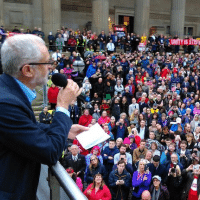 Corbyn speaking to the people