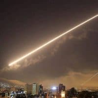 Missile over city