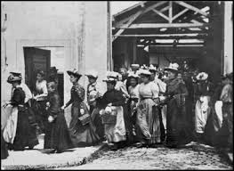 Women leaving the factory.