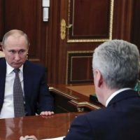 Vladimir Putin (L) and Moscow Mayor, Sergei Sobyanin