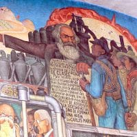 Mural by Diego Rivera showing the history of Mexico, with detail showing Karl Marx, Mexico City, Palacio Nacional. Wolfgang Sauber / Wikimedia