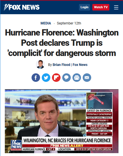 Fox News only brought up climate change with regard to Hurricane Florence in order to dispute the connection.