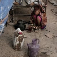 | In this Feb 15 2018 photo Awsaf a thin 5yearold who is getting no more than 800 calories a day from bread and tea half the normal amount for a girl her age drinks tea in Abyan Yemen Nariman ElMofty | AP | MR Online
