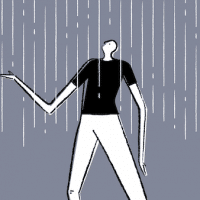 Man in rain (Artwork by Ben Anderson)