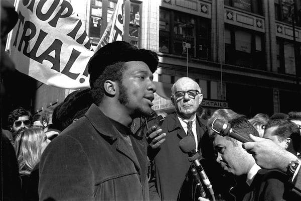 | At a rally outside the US Courthouse October 29 1969 Dr Benjamin Spock background listens to Fred Hampton chairman of the Illinois Black Panther party It was part of a protest against the trial of eight persons accused of conspiracy to cause a riot during the Democratic National Convention in 1968 Photo AP Photo | MR Online