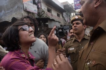 | Students protesting outside the Delhi office of the Hindu revivalist NGO Rashtriya Swayamsevak Sangh after Dalit scholar Rohith Vemulas suicide on 17 January 2016 Rahul M | MR Online