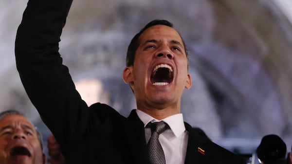 | Accompanied by his wife Fabiana Rosales Venezuelas self proclaimed interim president Juan Guaido waves to supporters outside the Foreign Ministry in Buenos Aires Argentina March 1 2019 Guaido is in tour of several South American capitals as part of a campaign to build international pressure on Venezuelas president Nicolas Maduro Natacha Pisarenko | AP | MR Online