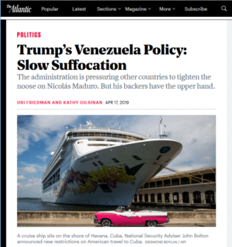 | The Atlantic 41719 wonders whether slow suffocation will prove a match for the myriad international actors that have shored up support for Maduro | MR Online