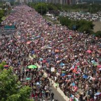 An aerial view shows thousands of people as they fill the Expreso Las Américas highway calling for the ouster of Gov. Ricardo A. Rosselló on July 22, 2019 in San Juan, Puerto Rico. (Photo: Joe Raedle/Getty Images)