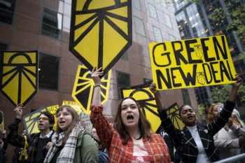 | Activists rally in support of proposed Green New Deal legislation outside of Senate Minority Leader Chuck Schumers New York City office on April 30 2019 Photo Drew AngererGetty Images | MR Online