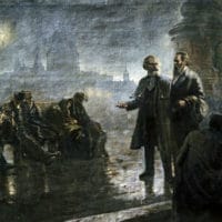 'Before the sunrise’ (Karl Marx and Friedrich Engels walking in night London) by Mikhail Dzhanashvili