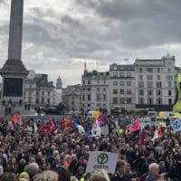 Extinction Rebellion protesters gather in Trafalgar Square despite a police order banning their assembly (Photo- Natalie Sauer)