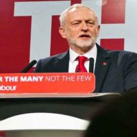 Jeremy Corbyn speaking at the Labour Party election launch, 2017. Photo- wikimedia commons