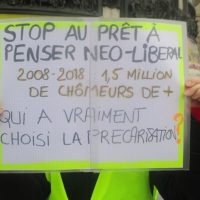 Pancarte place de la République pendant la manifestation des gilets jaunes le 26 janvier 2019.