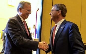 | Eric Schmidt meets with Obama era Defense Secretary Ash Carter in San Francisco March 2 2016 Tim D Godbee | DoD | MR Online