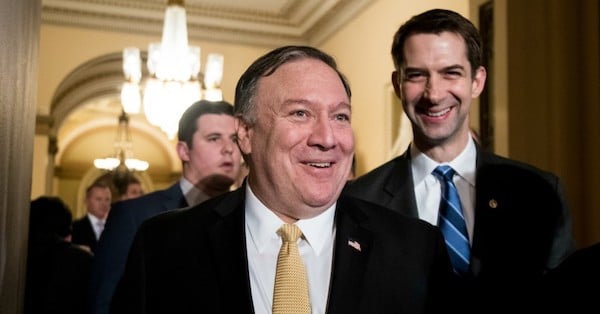 | Secretary of State Mike Pompeo and Sen Tom Cotton RArk leave the House chamber after President Donald Trumps State of the Union Address to a joint session of Congress in the Capitol on Tuesday Feb 5 2019 Photo Bill ClarkCQ Roll Call | MR Online