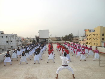 Students of the Dr. P. V. Ramachandra Reddy People’s Polyclinic (PPC) Nursing College undergoing karate training. Photo credit: Nellore People’s Polyclinic.