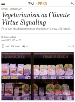 | The Wall Street Journal 8819 dismissed switching to a plant based diet as virtue signaling | MR Online