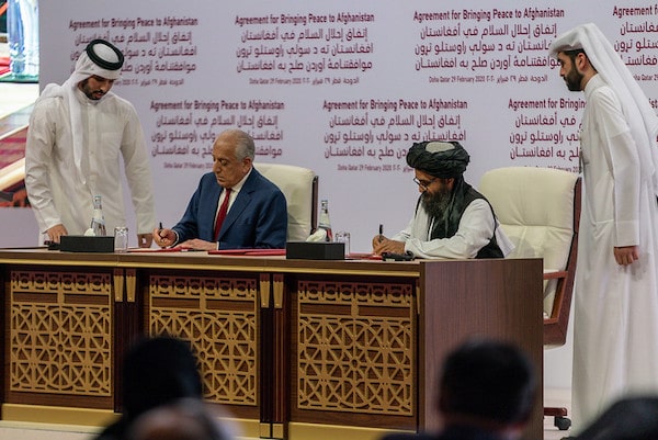 | Secretary of State Michael R Pompeo participates in a signing ceremony in Doha Qatar on February 29 2020 State Department photo by Ron Przysucha Public Domain | MR Online