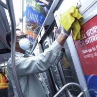 | Personnel disinfect a New York City subway car Image Flickr New York MTA | MR Online