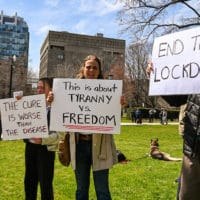 michael_swan Follow Lockdown Protesters An anti-lockdown protest at Queen's Park April 25 attracted about 200 who claimed measures to control the spread of COVID-19 are an infringement of freedom.