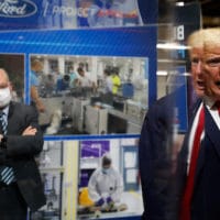 President Donald Trump speaks as he tours Ford's Rawsonville Components Plant that has been converted to making personal protection and medical equipment, Thursday, May 21, 2020, in Ypsilanti, Mich. (AP Photo/Alex Brandon)