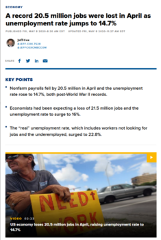 For CNBC 5820 a key point was that economists had been expectingthe unemployment rate to surge to 16