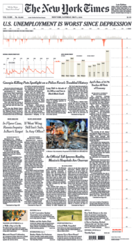 The New York Times 5920 featured a chart of job losses that stretched all the way down the front page