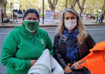 | 14 May 2020 FESPROSA president Fernanda Boriotti right at the actions organised with the Association of State Workers Asociación Trabajadores del Estado in Argentina Their demands include better working conditions and wages a sufficient supply of quality personal protection equipment and adequate subsidies for family allowances and an emergency fund Sofía Alberti | MR Online