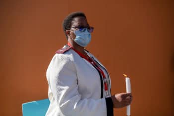 12 May 2020: Nurses from a Sebokeng clinic gather to commemorate International Nurses Day in South Africa. Ihsaan Haffejee / New Frame