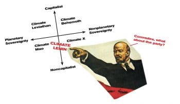 Climate Lenin intervenes in Mann and Wainright's Climate Leviathan diagram, from the eponymous 2018 book. 