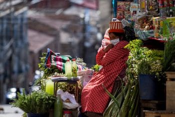 | Herb and spice vendor working despite the pandemic Santa Cruz Street La Paz Bolivia 2020 Carlos Fiengo | MR Online