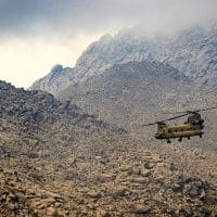 U.S. Army helicopter pilots fly near Jalalabad, Afghanistan, April 5, 2017. (U.S. Army, Brian Harris, Wikimedia Commons)