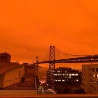 San Francisco skyline tainted orange from wildfire smoke, Sept. 9