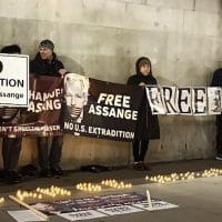 Une veille à Trafalgar Square à Londres contre l’extradition de Julian Assange aux Etats-Unis, où il risque 175 ans de prison. (Garry Knigh)
