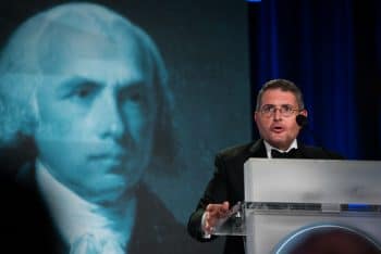 Leonard Leo speaks at the 2017 National Lawyers Convention where he introduced future SCOTUS Judge Neil Gorsuch Sait Serkan Gurbuz | AP