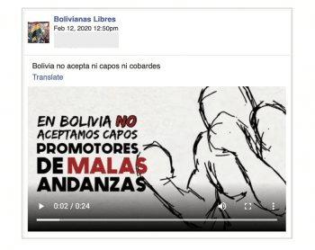 CLS Strategies propaganda targeting Bolivian women on Facebook