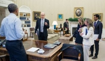 | CLS Strategies senior advisor Mark Feierstein in the White House helping Obama prepare for a phone call with Mexican President Peña Nieto in May 2016 | MR Online