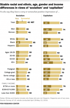 | Socialism is more popular among people of color younger people people with more education and people with less money Pew 62519 | MR Online